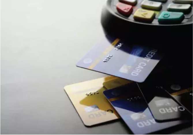 credit card inserted in POS device for payment